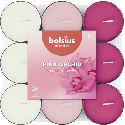Bolsius - Geurtheelicht - 18 stuks per verpakking - Orchid Scented