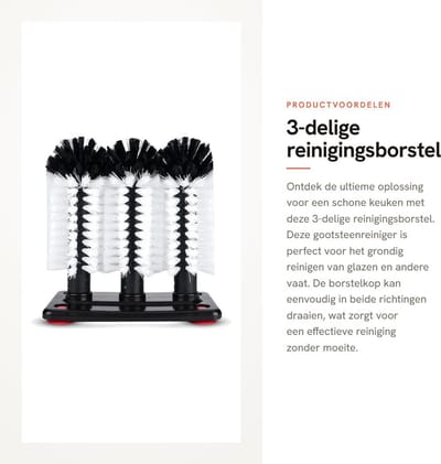 Dailygoods- Reinigingsborstel 3-delig - Gootsteenreiniger - Flessenreiniger - Nylon Materiaal - Antislip Zuignap - Gemakkelijk te Reinigen - Flessenborstel
