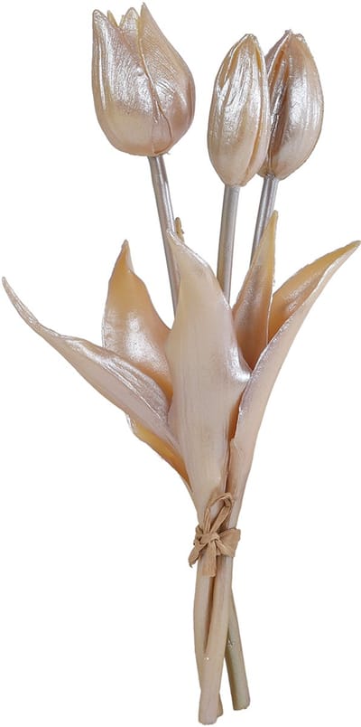 Van Manen kunstbloemen tulp set van 3 champagne goud luxe decoratie 25cm.