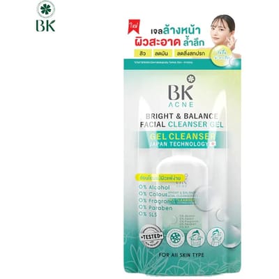 BK Acne Bright & Balance Facial Cleanser Gel, Japan Technology, Dermatologist-tested, for All Skin Type, 50 ml. 50 ml. white