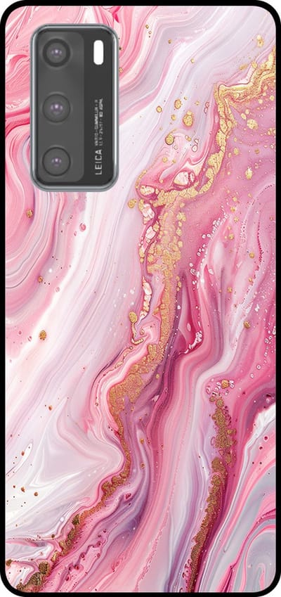 Smartphonica Telefoonhoesje Geschikt voor Huawei P40 met marmer opdruk - TPU backcover case marble design - Roze geschikt voor Huawei P40