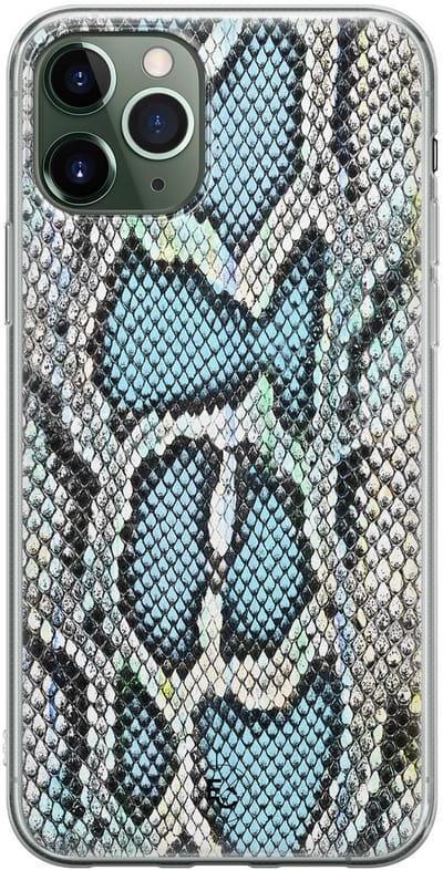 Hoesje geschikt voor iPhone 11 Pro Max - Slangenprint - Soft Case - TPU - Slangenprint - Blauw - ELLECHIQ