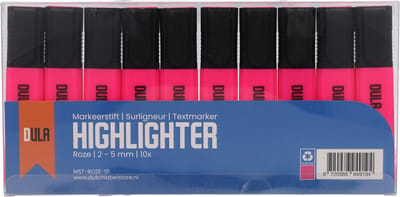 Markeerstiften roze - Markeerstift - Fluostiften - Markeren - 10 stuks - DULA
