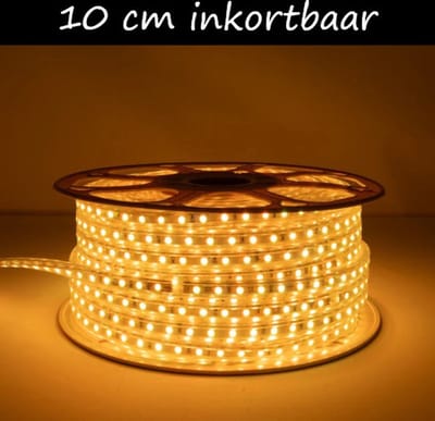 LED Strip 230V - Oranje - inkortbaar per 10cm - 120LEDs/m - 560Lm/m - IP65 - Dimbaar - 3 meter