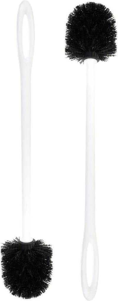 WC-/toiletborstel - 2x stuks - wit - kunststof - 46 cm