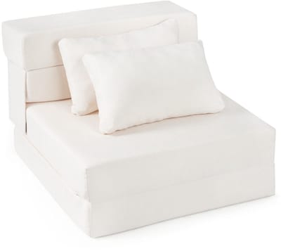 Slaapstoel - Uitklapbaar - Slaapbank - Logeerbed - Zetelbed - Slaapfauteuil - Vouwbed - 1 persoons - Zeer comfortabel - Beige