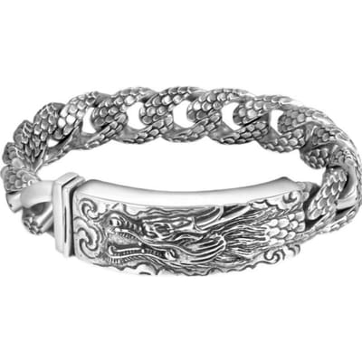 Origineel ontwerp Zilveren herentrend Dominante persoonlijkheid Eenvoudige Chinese stijl Retro kraanarmband voor vriendje cadeau 20cm gray