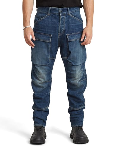 G-Star RAW Heren Jeans Denim Broek Cargo Tapered blauw 3D Regular Tapered Denim Cargo D23972-D498-G801-W29/L32 gray