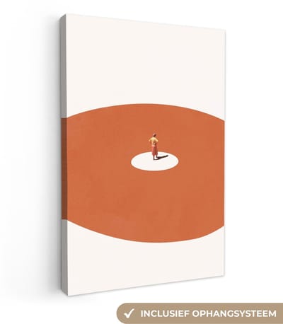 Canvas - Abstract - Mens - Cirkel - Oranje - Abstracte - 20x30 cm - Schilderij - Canvasdoek