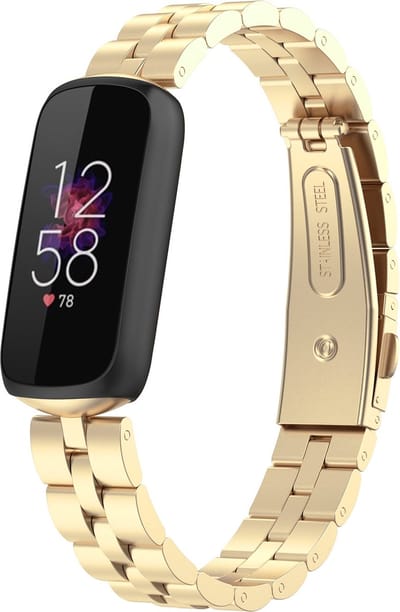 By Qubix - Compatible Fitbit bandje - Geschikt voor fitbit luxe bandje - Stalen schakelband - Goud Smartwatchbandje horlogeband polsband Armband Strap Band Watchband