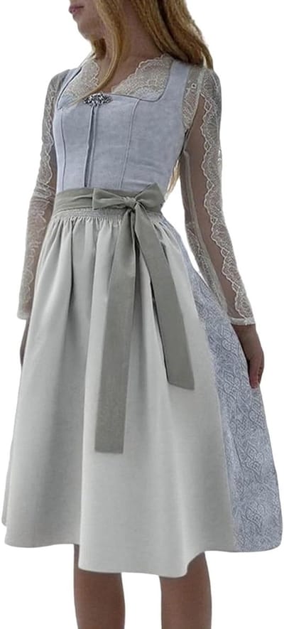 Dirndl Jurk - Bavaria Kleding - Oktoberfest Vieren - Flared Skirt - Midi Lengte - Blauw