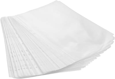 Pack van 500 A4 Brochurehoezen met Gaatjesrand, Transparante Films, Sterke Documenthoezen voor Papier en Prospectussen