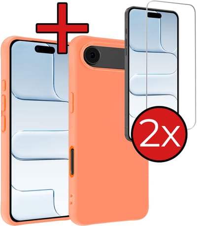 Hoesje - Met 2x Screenprotector - Geschikt voor Apple iPhone Air - Sterk & Shockproof - Telefoon Hoes - Back Cover - Siliconen Case - Telefoonhoes - Perzik
