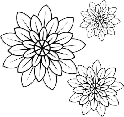 Metalen Bloem Wanddecoratie - Set van 3 - Muurkunst voor Thuis en Buiten