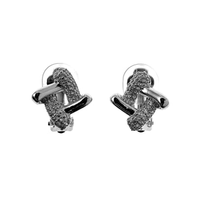 Clip-on Oorbellen Dames - Gerhodineerd - Vierkant Oorclips 15 mm x 15 mmmet Heldere Zirkonias