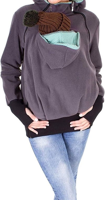 Warme 2-in-1 Draagtrui voor Moeder en Baby met Capuchon