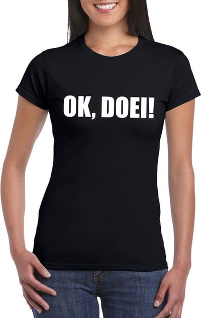 Ok Doei dames shirt zwart - Dames feest t-shirts S