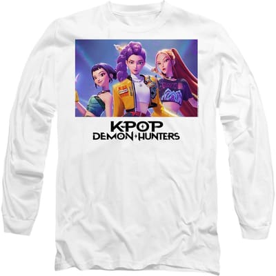K-Pop Demon Hunters Unisex Adult Heroic Huntrix Huntr/X T-shirt met lange mouwen (Wit)