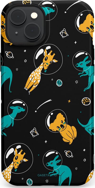 Casetastic Hoesje Geschikt voor Apple iPhone 15 Plus Magsafe - Stijlvolle Beschermende Duo-layer Case - Donkere Ruimte Safari