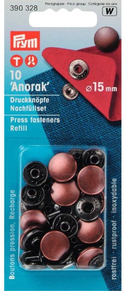 Navullingen naaivrijdrukknoop voor 390309 oudkoper 15mm 10 st. - Drukknopen Sport & Camping - Prym