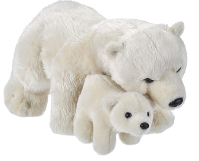Wild Republic knuffel Ijsbeer met jong - 38 cm - pluche - IJsberen knuffels - IJsberen grote knuffels