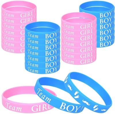 Cosensi - Gender Reveal Bracelets - Silicone Armbanden - 30 Stuks - Team Boy en Team Girl - Gender Reveal Party Decoratie - Baby Shower Accessoires