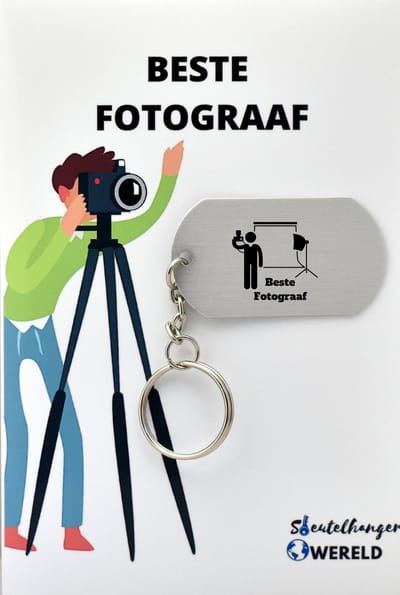 Beste Fotograaf Sleutelhanger inclusief kaart – Fotograaf cadeau – beste Fotograaf- Leuk kado voor je Fotograaf om te geven - 2.9 x 5.4CM