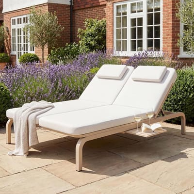 Tuinligstoel voor 2 - Dubbele ligstoel - Ontspannen in de tuin - Met uittrekbare tafel - 194 x 127 cm