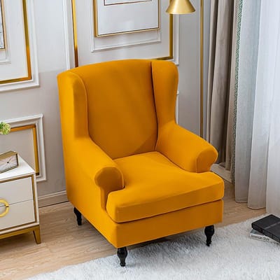 Schuine Arm Koning Rug Stoel En Voetensteun Cover Elastische Fauteuil Oorstoel Oorbank Bank Rug Spfa Cover Stretch Beschermer Thuisgebruik Decor 1 Piece