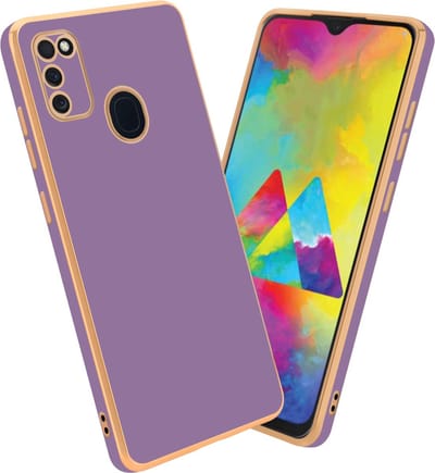 Cadorabo Hoesje geschikt voor Samsung Galaxy M21 / M30s in Glossy Paars - Goud - Beschermhoes Case Cover van flexibel TPU-silicone en met camerabescherming