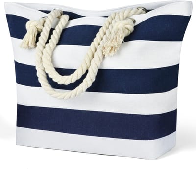 Dailygoods - Dailygoody - Strandtas voor dames - Grote canvas schoudertas - Ideaal voor strand en vakantie - Zomeraccessoire - Ruimte voor handdoeken en meer - Ges...
