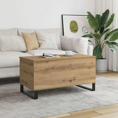 vidaXL - Salontafel - 90x44,5x45 - cm - bewerkt - hout - artisanaal - eikenkleurig