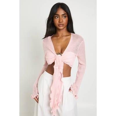 boohoo Dames Lichtgewicht Vest Met Slarand En Strikdetail Aan De Voorkant | Baby Roze | Maat: Large