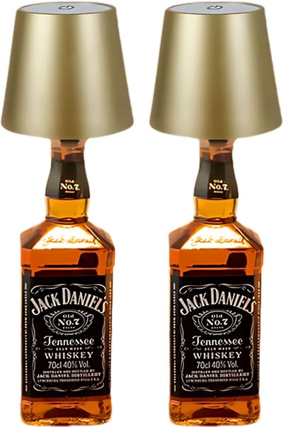 2 Stuks - Dimbare Draadloze Oplaadbare Flessenlamp - Goude Tafellamp met Warm Wit Licht