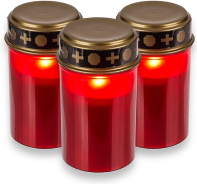 Allecto - LED graflampen - graflamp voor buiten - batterijgevoed - rood - flikkerend effect - 6 maanden lichttijd - geschikt voor grafverlichting