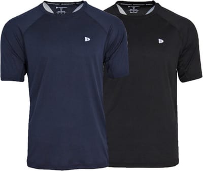 2-Pack Donnay - Sport T-shirt (André) - Multi Sportshirt - Heren - Navy/Black (914) - maat L