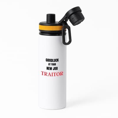 Hacebo® - Goodluck at your new job fucking traitor waterfles met draaidop oranje - Afscheid bedank cadeau - collega - werknemer - cadeau - kado - afscheid - nieuwe baan - water fles - 850ML