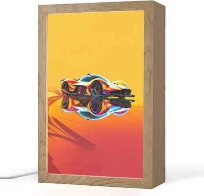 Nachtlampje 20x30 cm - Kinder lampje - Auto - Race - F1 - Jongens - Geel - Rood - Tafellamp kinderkamer - Slaapkamer lamp - Bedlamp kinderen - Kinderlampje stopcontact - Wandlamp babykamer - Nachtlampjes
