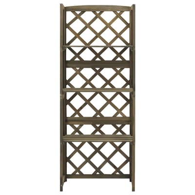 vidaXL - Latwerk - met - schappen - 55x30x140 - cm - massief - vurenhout - grijs