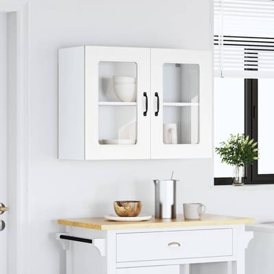 vidaXL - Keukenbovenkast - met - glazen - deur - Kalmar - bewerkt - hout - wit