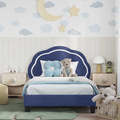 vidaXL - Kinderen - bedframe - met - hoofdboard - Politieblauw - 90 - x - 200 - cm
