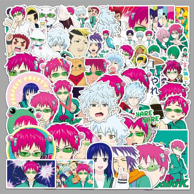 1050 Stuks Anime The Disastrous Life Of Saiki K Sticker Cartoon Grappig Cool Saiki Kusuo Graffiti Waterdichte Sticker Kinderspeelgoed Cadeau pink