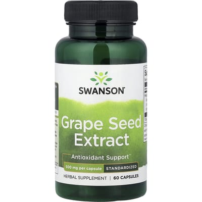 Swanson, druivenpitextract, gestandaardiseerd, 500 mg, 60 capsules