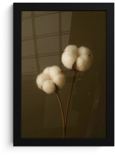 Poster in lijst - Fotolijst 20x30 cm - Posters - Takken - Katoen - Wit - Bollen - Posterlijst zwart - Decoratie - Wanddecoratie woonkamer - Muurdecoratie slaapkamer