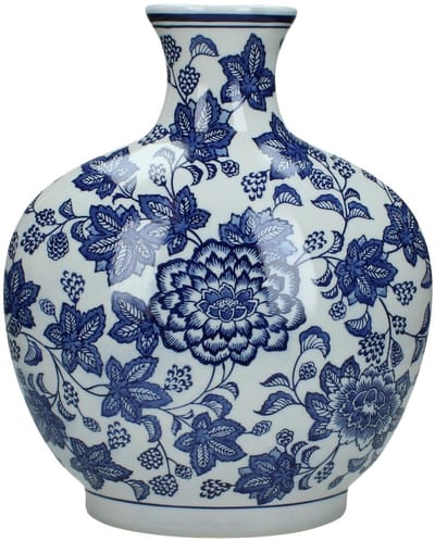 Wants&Needs Vaas - Porselein - Blauw - halfrond ovaal 26 X 12 X 32