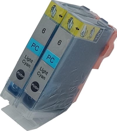 KATRIZ® huismerk inkt Canon BCI-6 Licht Cyaan | voor Canon Pixma IP 6600 D/Pixma IP 6700 D/Pixma MP 950/Pixma MP 960/Pixma MP 970/Pixma Pro 9000/Pixma Pro 9000 Mark II | 2 stuks
