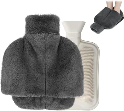 Grote kruikvoeten met zachte pluche hoes - Voetwarmer voor dames, heren en kinderen - Warmwaterkruik voor voeten met zachte pluche hoes - Ideaal voor slaapkamer en kantoor