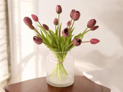 WinQ-Kunsttulpen In Mauve 15st- Kunstbloemen-ex. Vaas