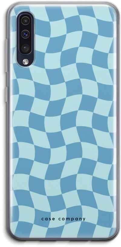 Case Company® - Hoesje geschikt voor Samsung Galaxy A50 hoesje - Grid Blauw - Soft Cover Telefoonhoesje - Bescherming aan alle Kanten en Schermrand