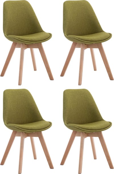 CLP Borneo V2 Set van 4 eetkamerstoelen - Stof groen natura